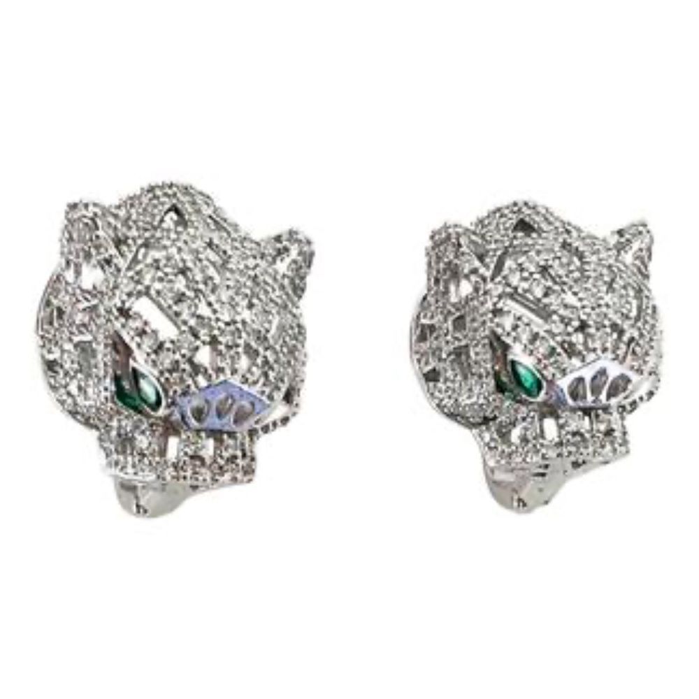 Silver Panther Earrings - Emerald Eyes - BRAND NEW Earrings